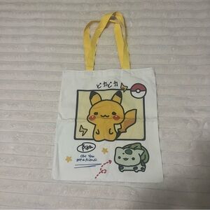 Pikachu and Bulbasaur Tote Bag with Yellow Handles